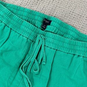 J. Crew Factory green linen-cotton blend drawstring pant